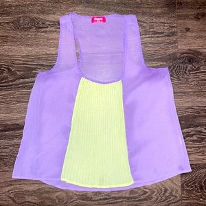 Shasta Purple and Green Sheer Tank Top Medium